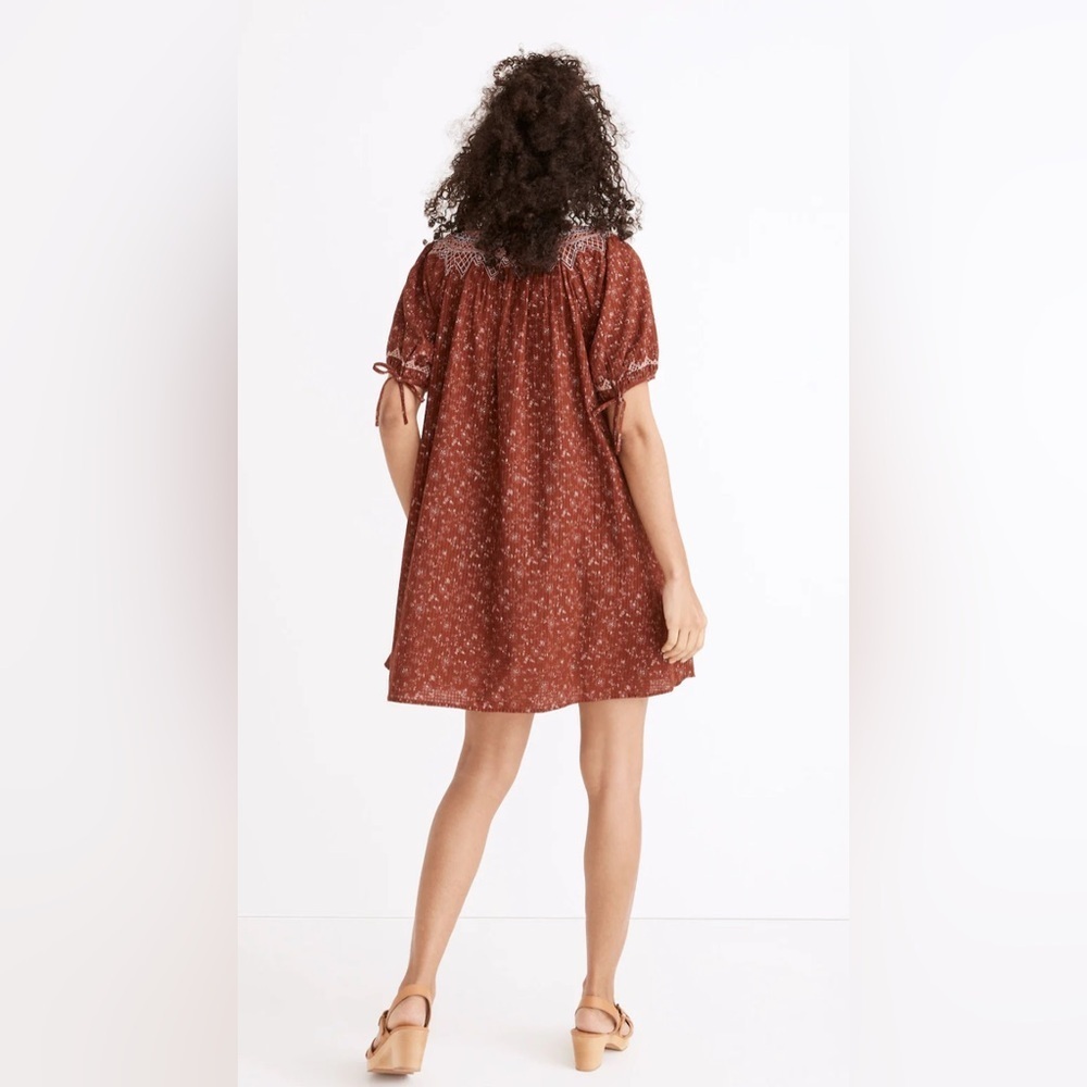 Madewell Embroidered Puff-Sleeve Babydoll Dress in Dotted Vines - Picture 5 of 10